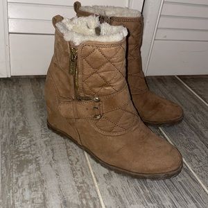 Micro Suede Wedge Booties